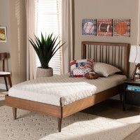 Baxton Studio Sora-Ash Walnut-Twin Baxton Studio Sora Mid-Century Modern Ash Walnut Finished Wood Twin Size Platform Bed